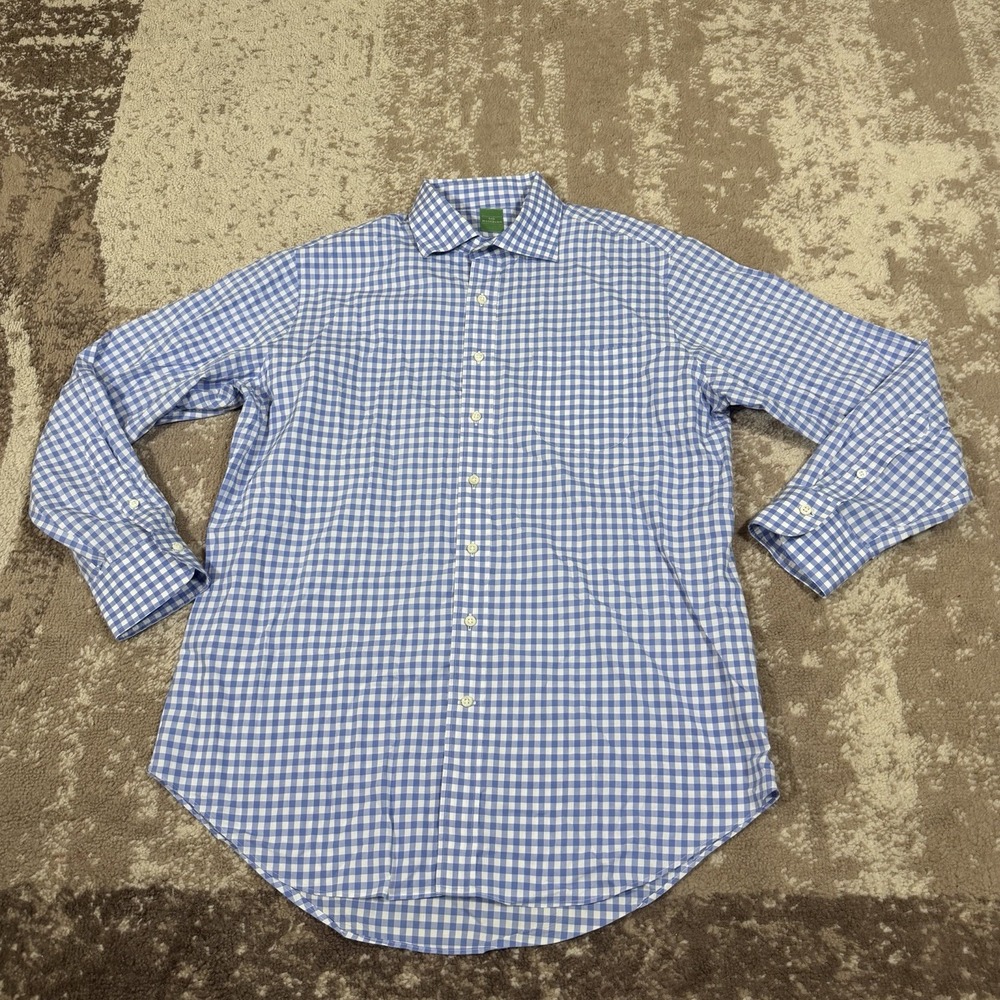 Sid Mashburn Shirt Mens Large Quiet Luxury Button Down Blue Gingham Check Dress